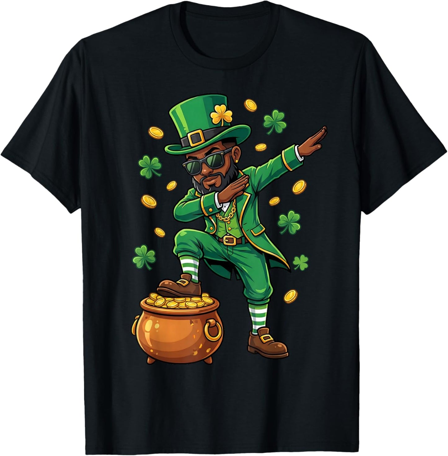 St Patricks Day Dabbing Leprechaun Boys Girls Men Dab T-Shirt - T-Shirt | Black
