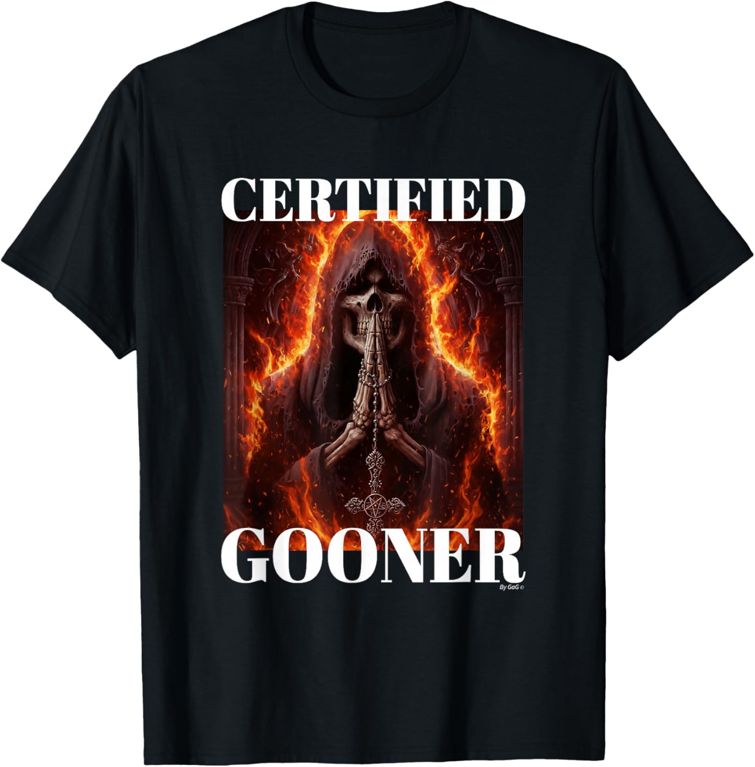 Goon Funny Gooning Meme Skeleton Certified Gooner T-Shirt - T-Shirt | Black