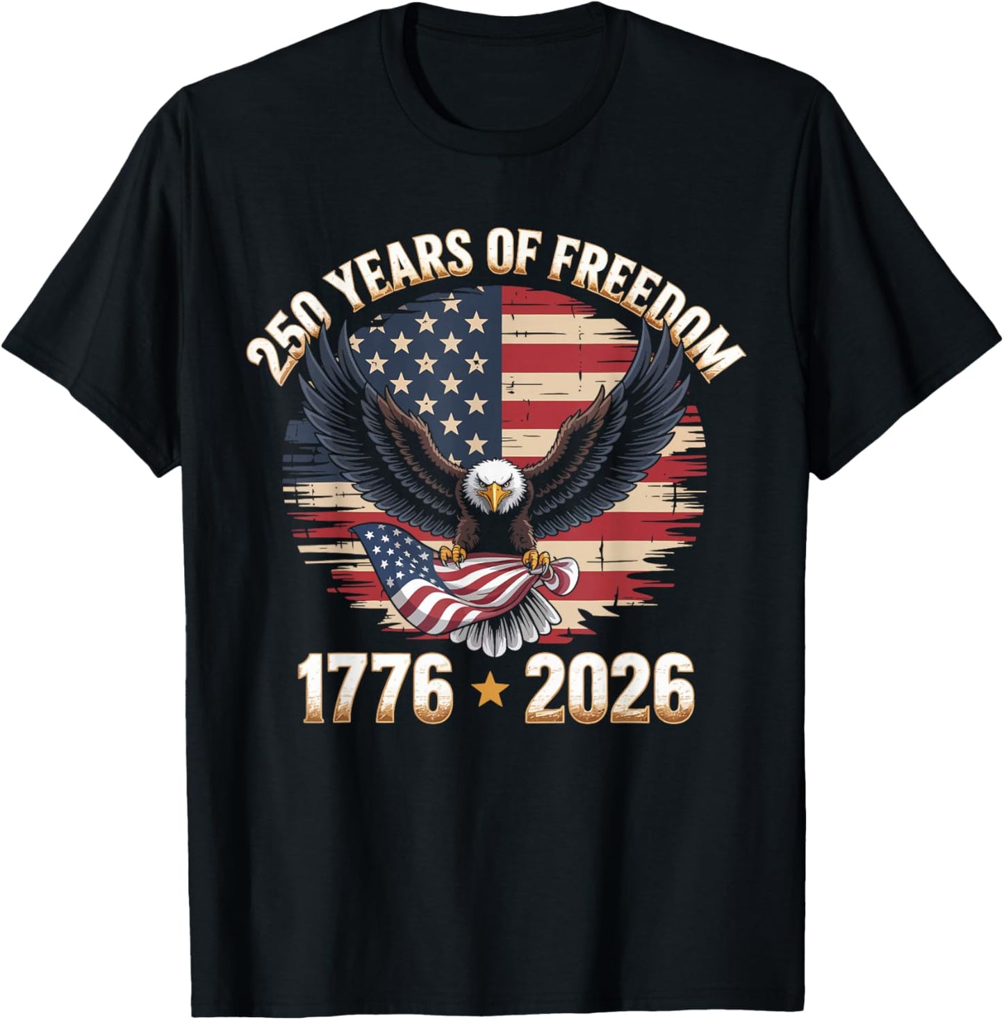 250 Years American 250th Anniversary US USA Flag 4th of July T-Shirt - T-Shirt | Black