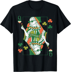 Queen of Shamrocks St Patricks Day Ireland Pride Women Girls T-Shirt - T-Shirt | Black