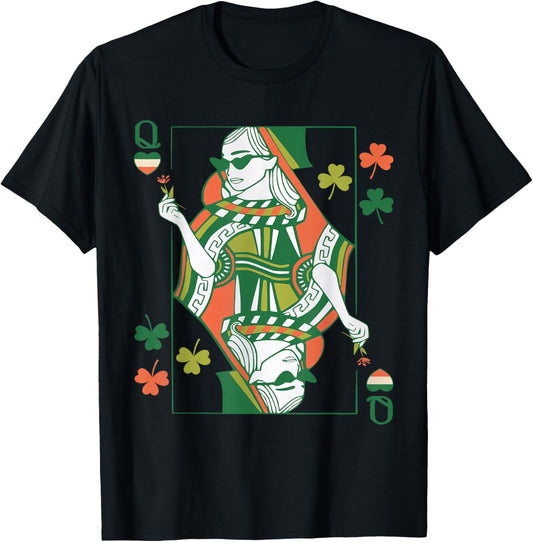 Queen of Shamrocks St Patricks Day Ireland Pride Women Girls T-Shirt - T-Shirt | Black