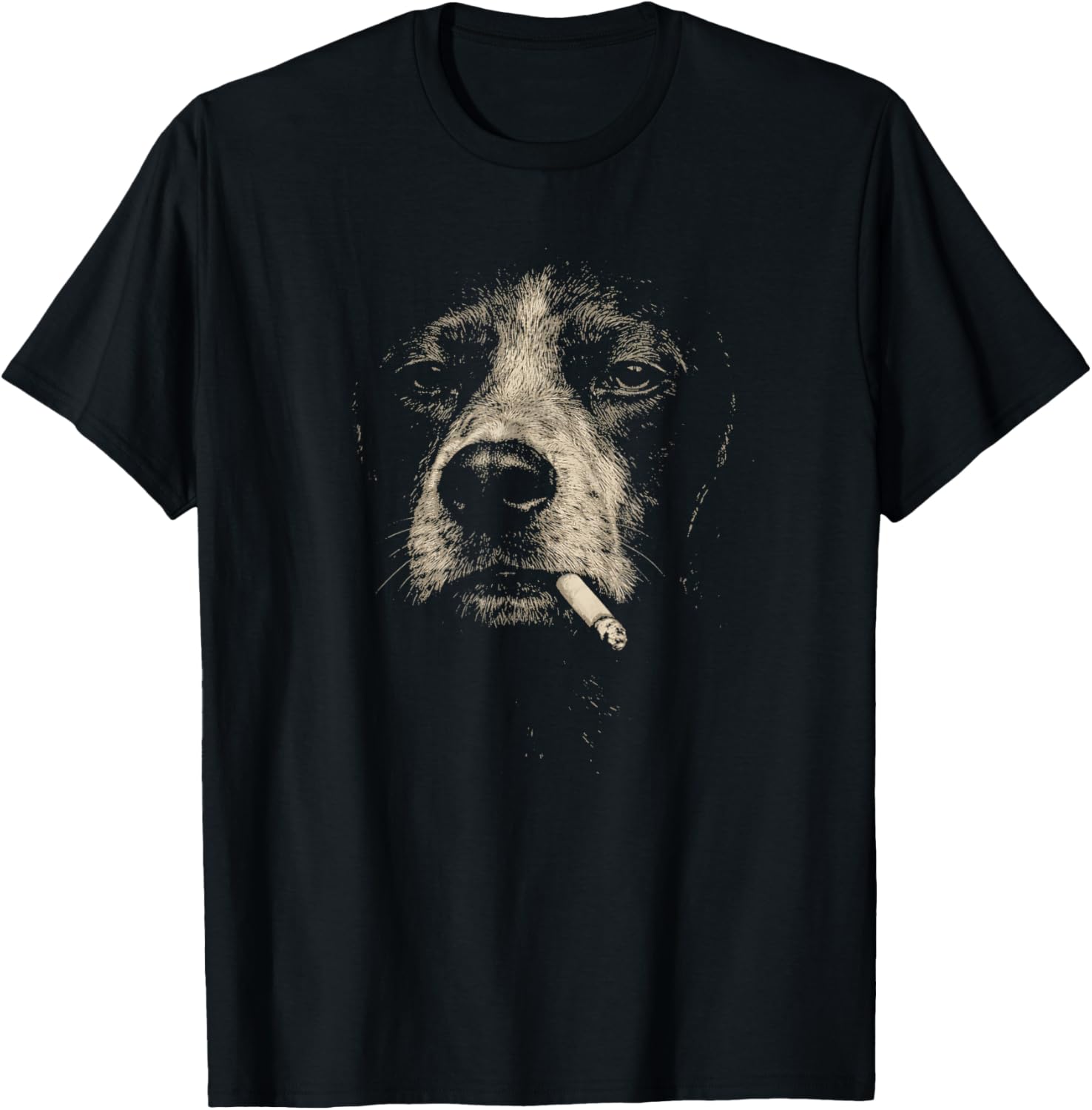 Dog Smoking Cigarette Funny German Shorthaired Pointer Meme T-Shirt - T-Shirt | Black