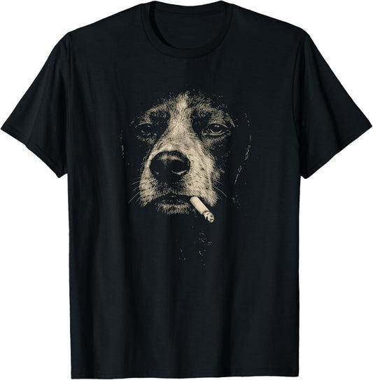 Dog Smoking Cigarette Funny German Shorthaired Pointer Meme T-Shirt - T-Shirt | Black