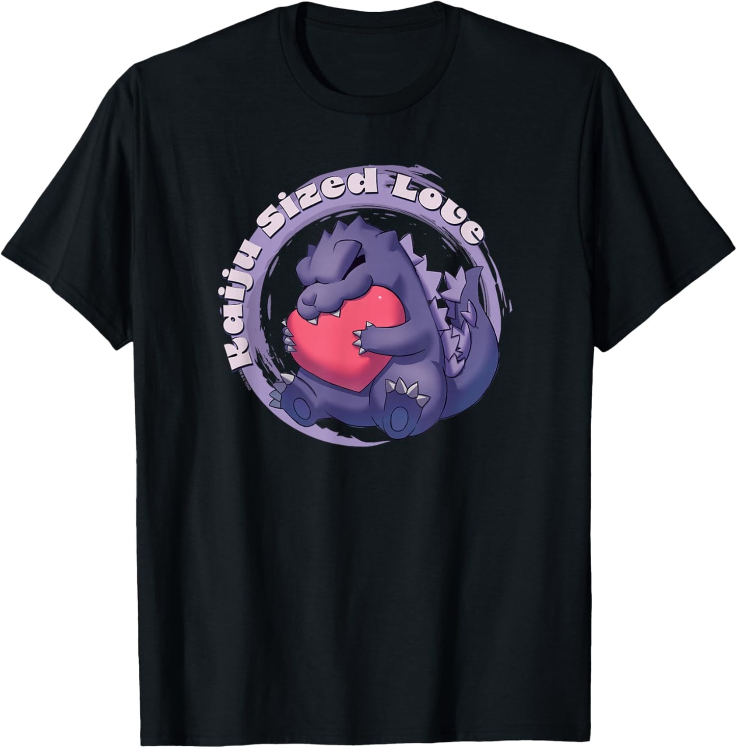 Godzilla Kaiju Sized Love Cute Cuddly Heart Valentine's Day T-Shirt - T-Shirt | Black