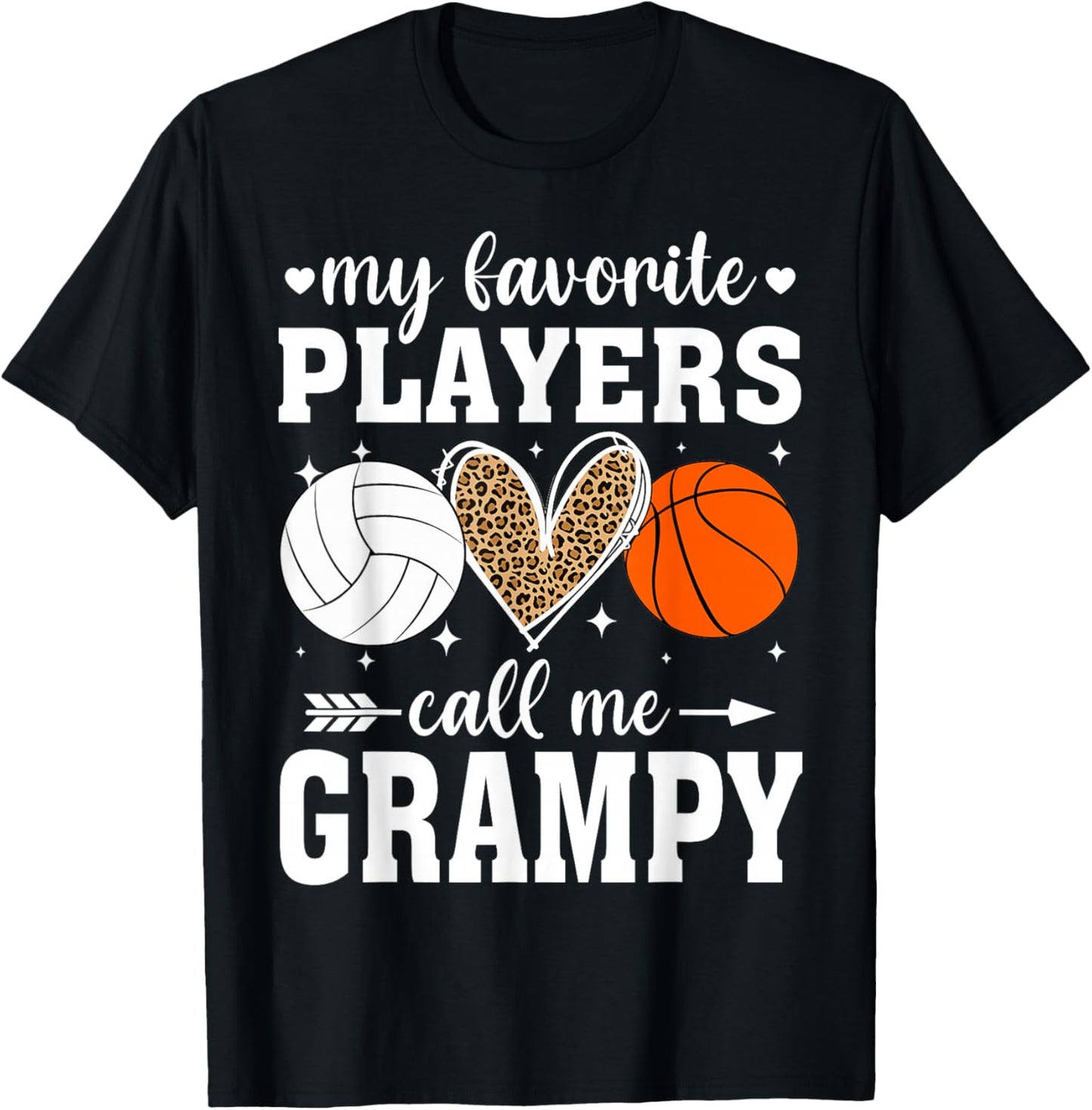 My Favorite Players Call Me Grampy Volleyball Basketball T-Shirt - T-Shirt | Black