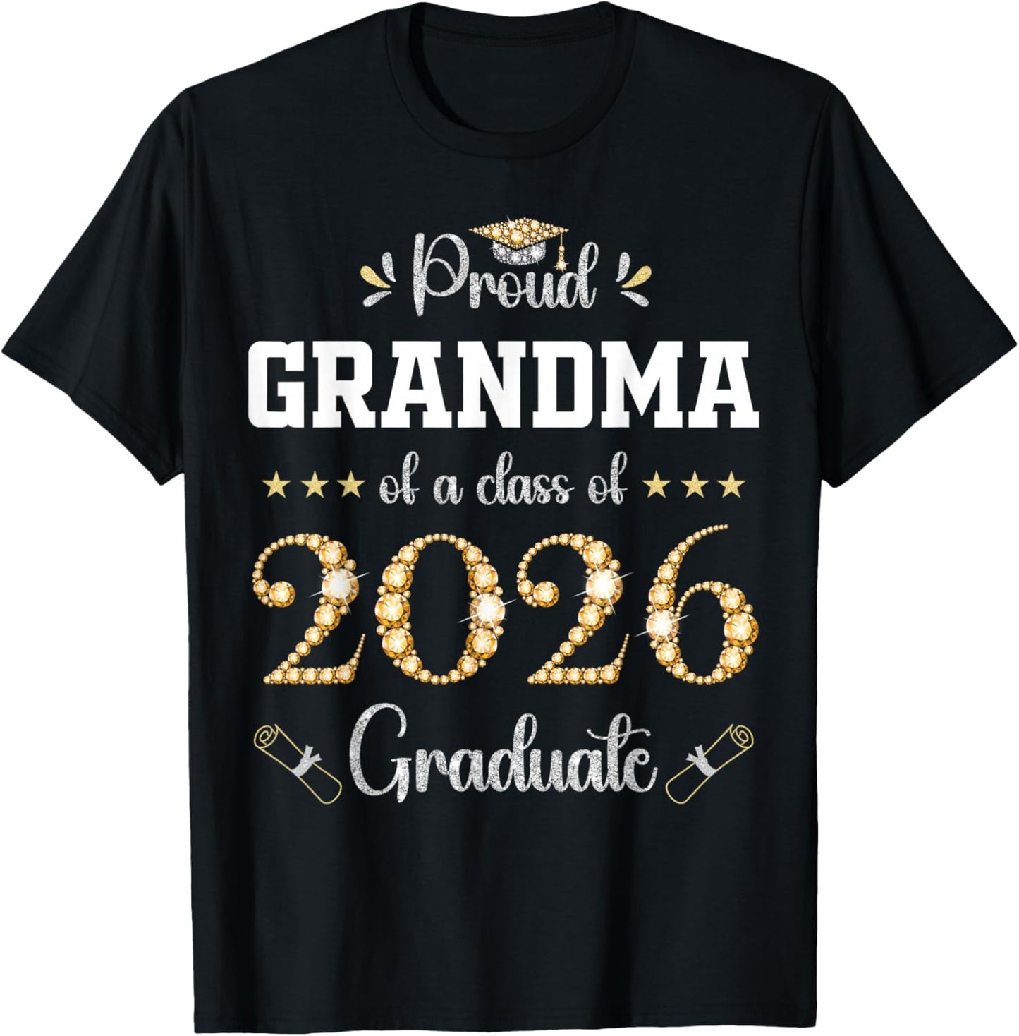 Proud Grandma of A Class of 2026 Graduate Graduation T-Shirt - T-Shirt | Black