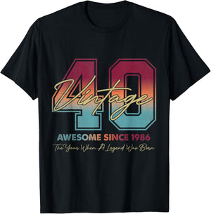 Vintage 40th Birthday Since 1986 Limited Edition 40 Year Old T-Shirt - T-Shirt | Black
