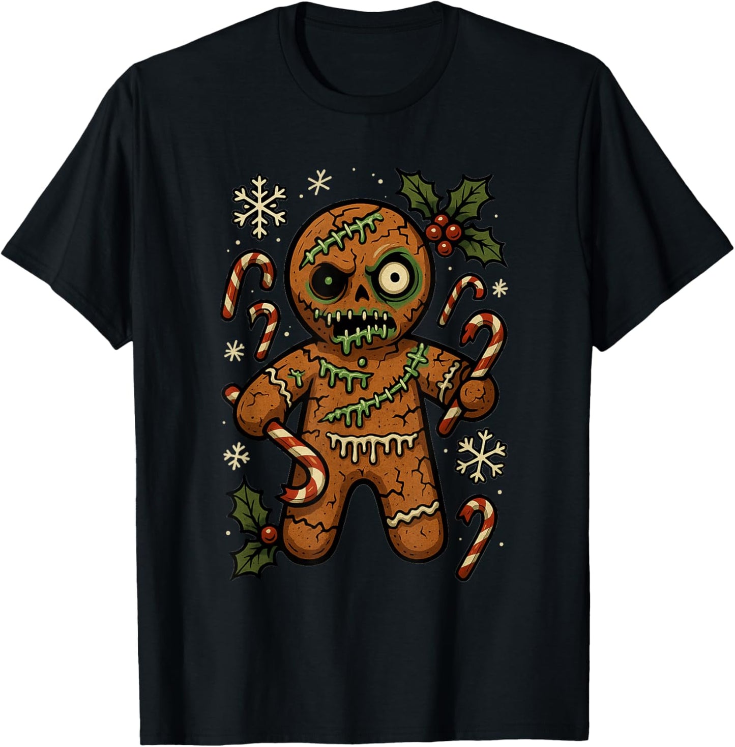 Zombie Gingerbread Man Christmas Zombie T-Shirt - T-Shirt | Black