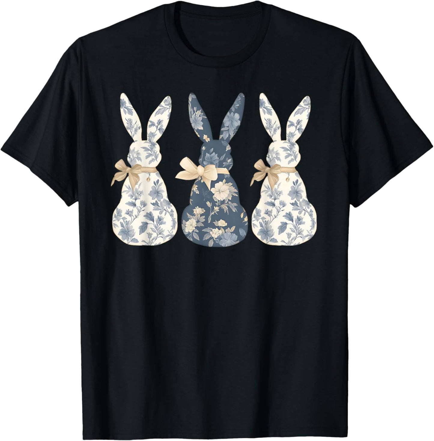 Funny Bunny Wildflower Rabbit Lovers Easter Coquette Bow T-Shirt - T-Shirt | Black