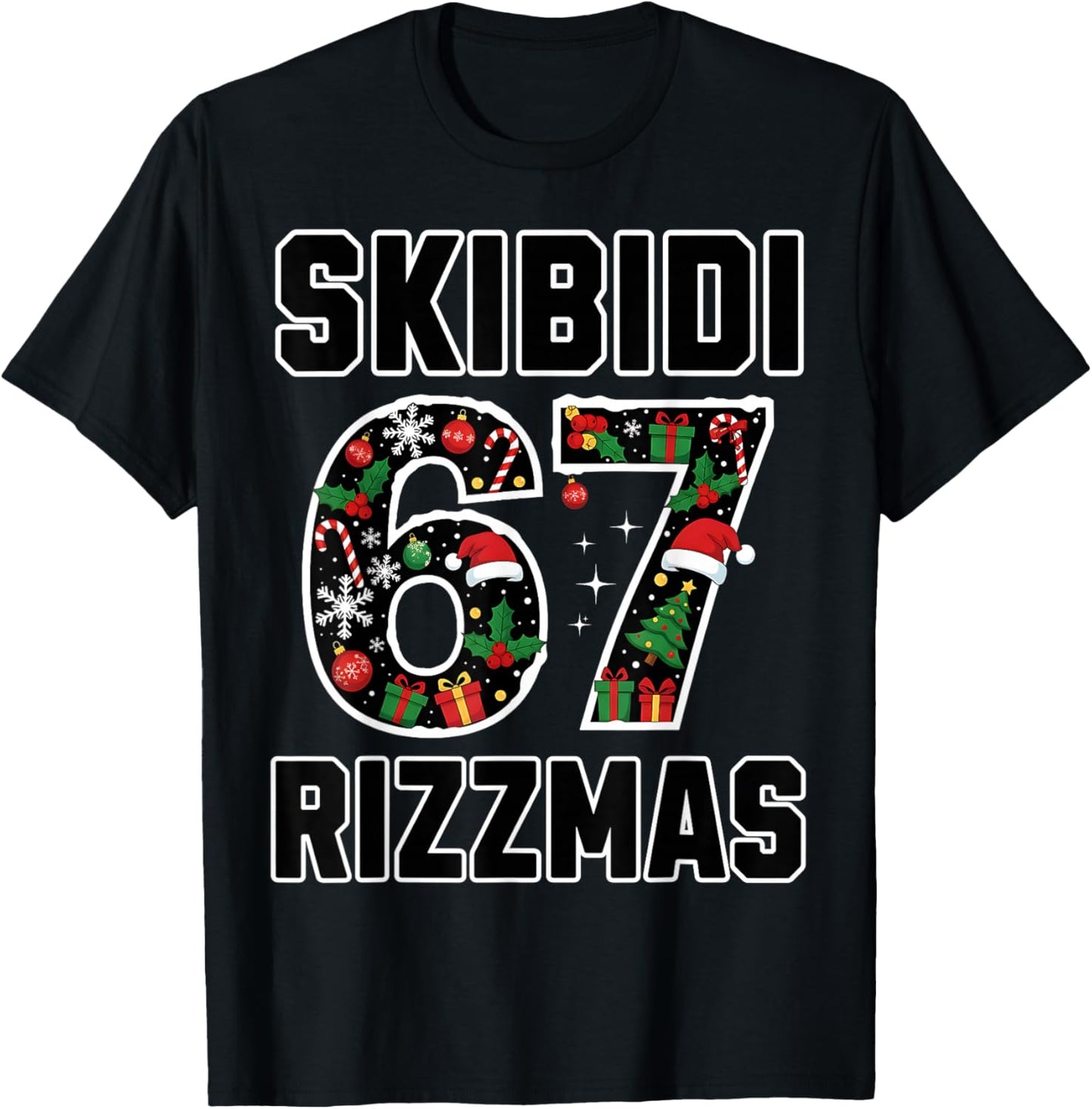 Rizz Christmas 67 Funny Xmas Gen Alpha Skibidi Rizzmas 67 T-Shirt - T-Shirt | Black