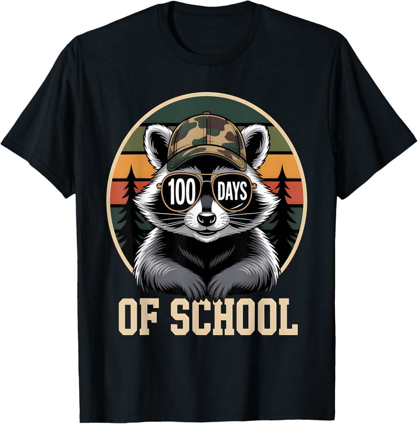 100 Days of School Raccoon T-Shirt - T-Shirt | Black