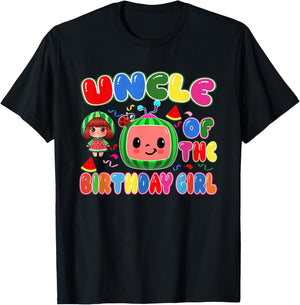 Uncle of The Birthday Girl Melon Family Matching Funny T-Shirt - T-Shirt | Black