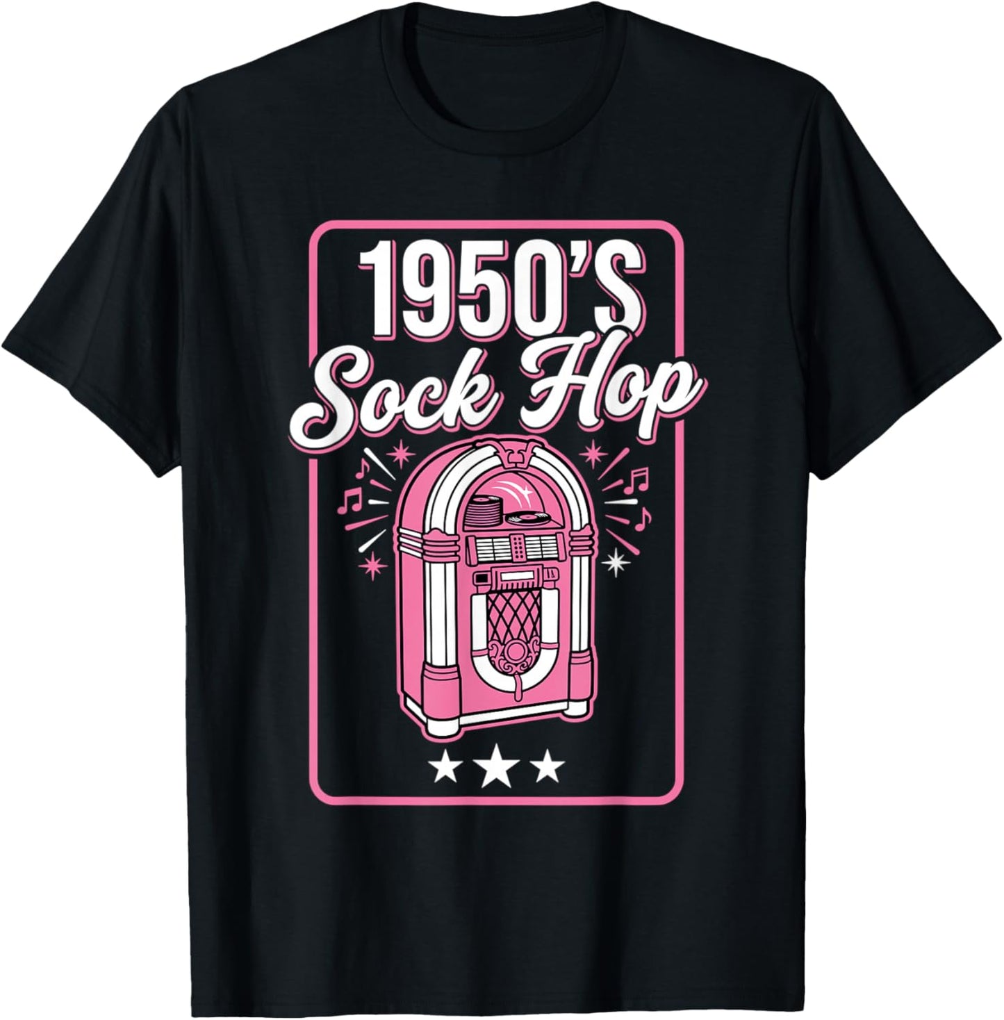 1950s Sock Hop Pink Jukebox Rockabilly Dance Music T-Shirt - T-Shirt | Black