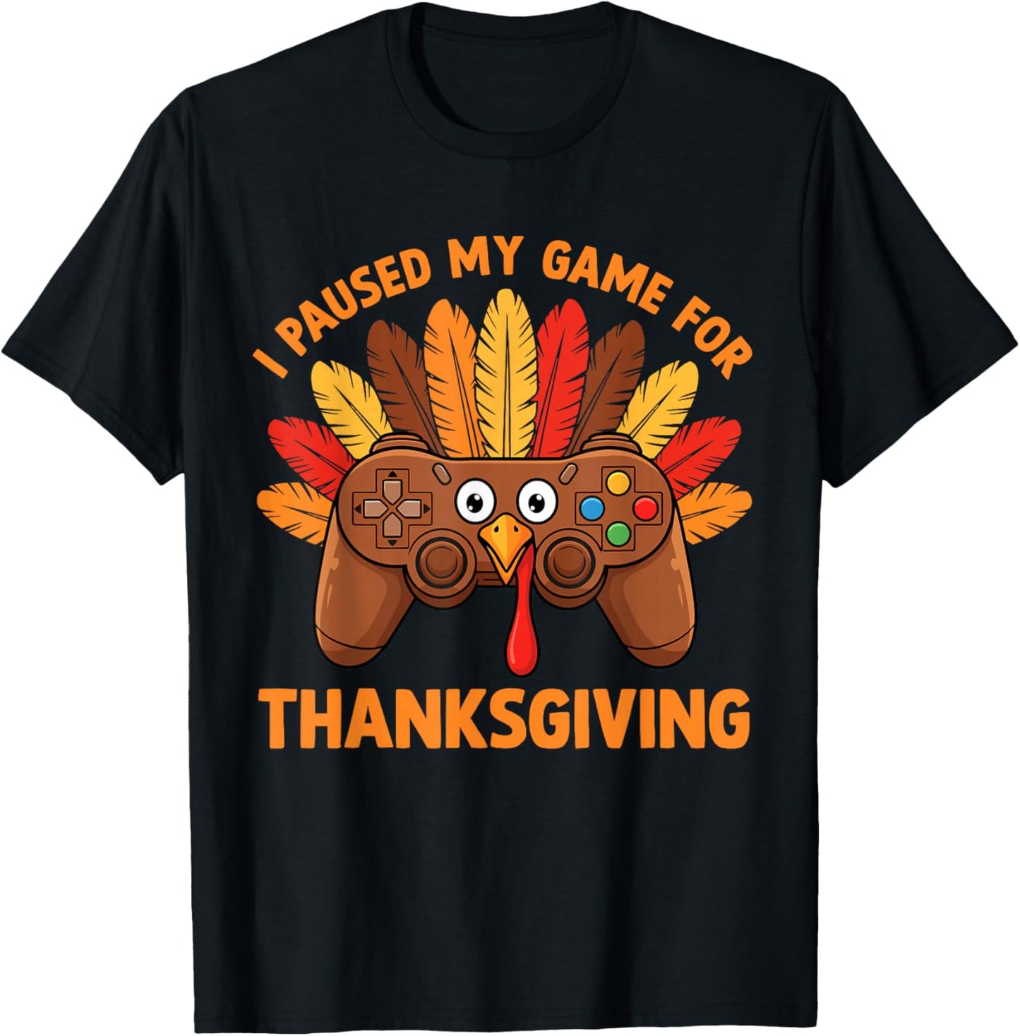 Happy Thanksgiving Gaming Funny Gamer Turkey Game Boys Teens T-Shirt - T-Shirt | Black