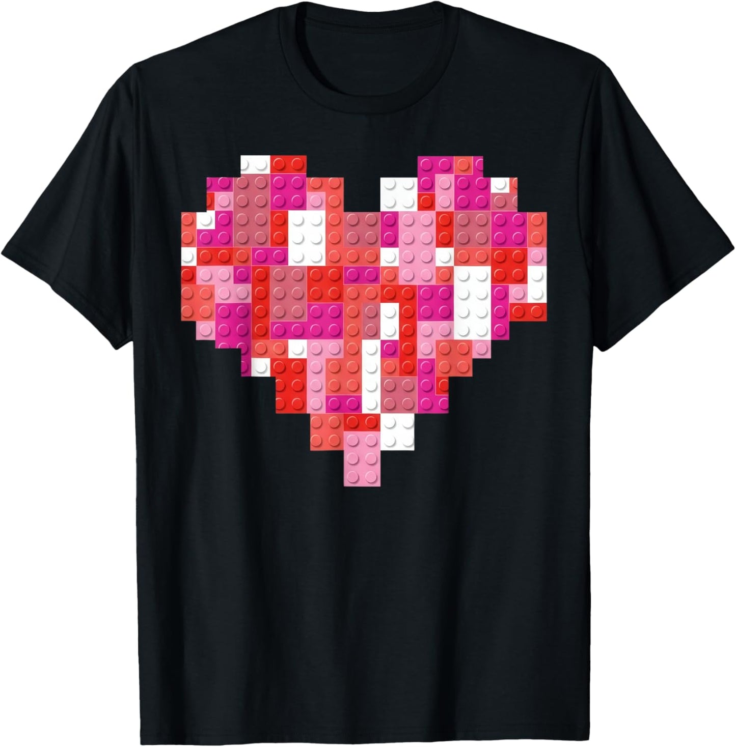 Valentines Day Heart Blocks Bricks Boys Toddles Valentine T-Shirt - T-Shirt | Black