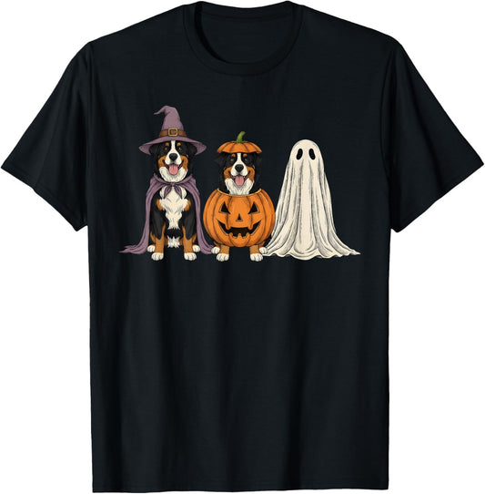 Spooky Ghost Bernese Mountain Dog Pumpkin Halloween T-Shirt - T-Shirt | Black