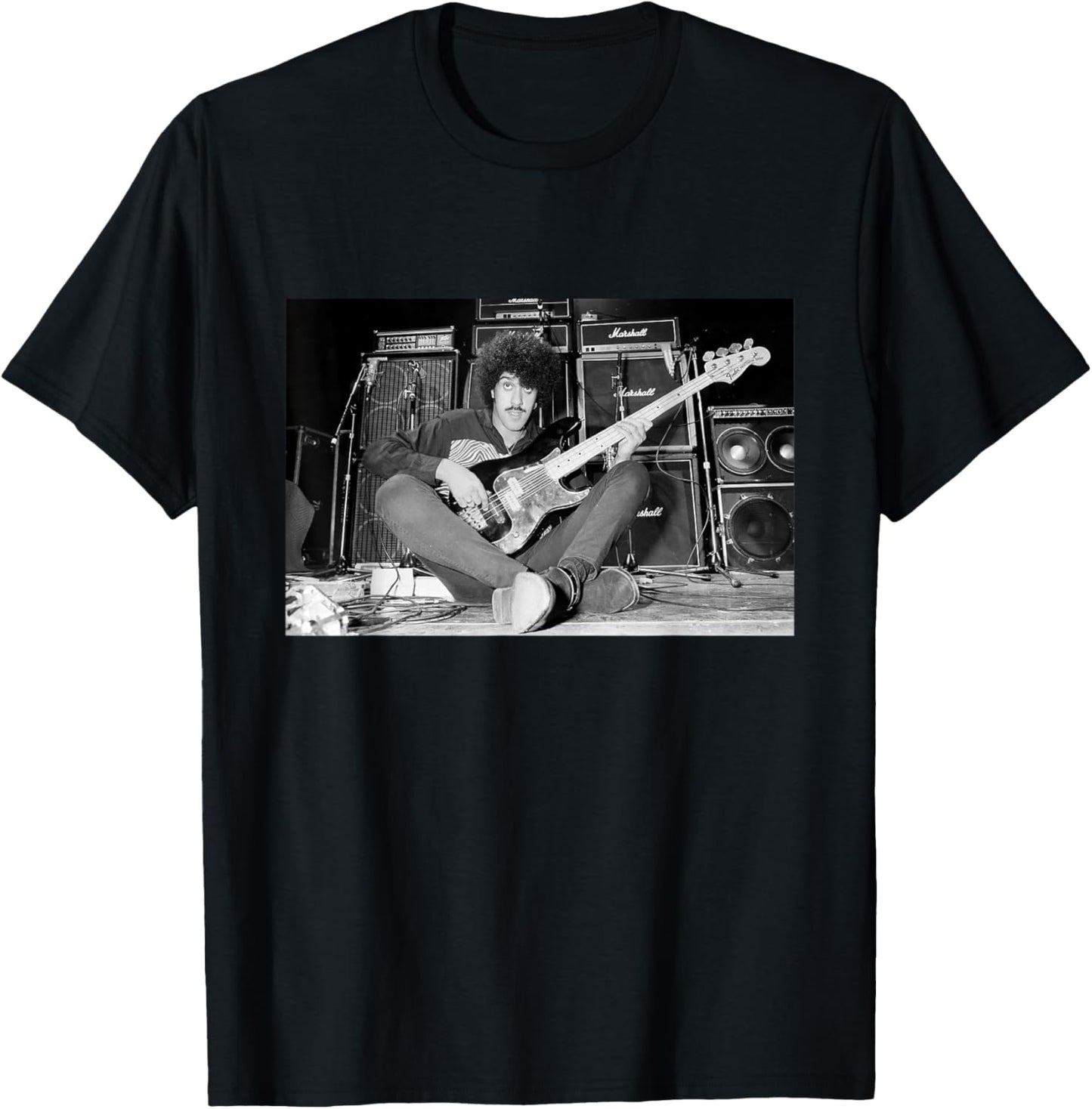Phil Lynott Thin Lizzy Recording Thunder and Lightning 1982 T-Shirt - T-Shirt | Black