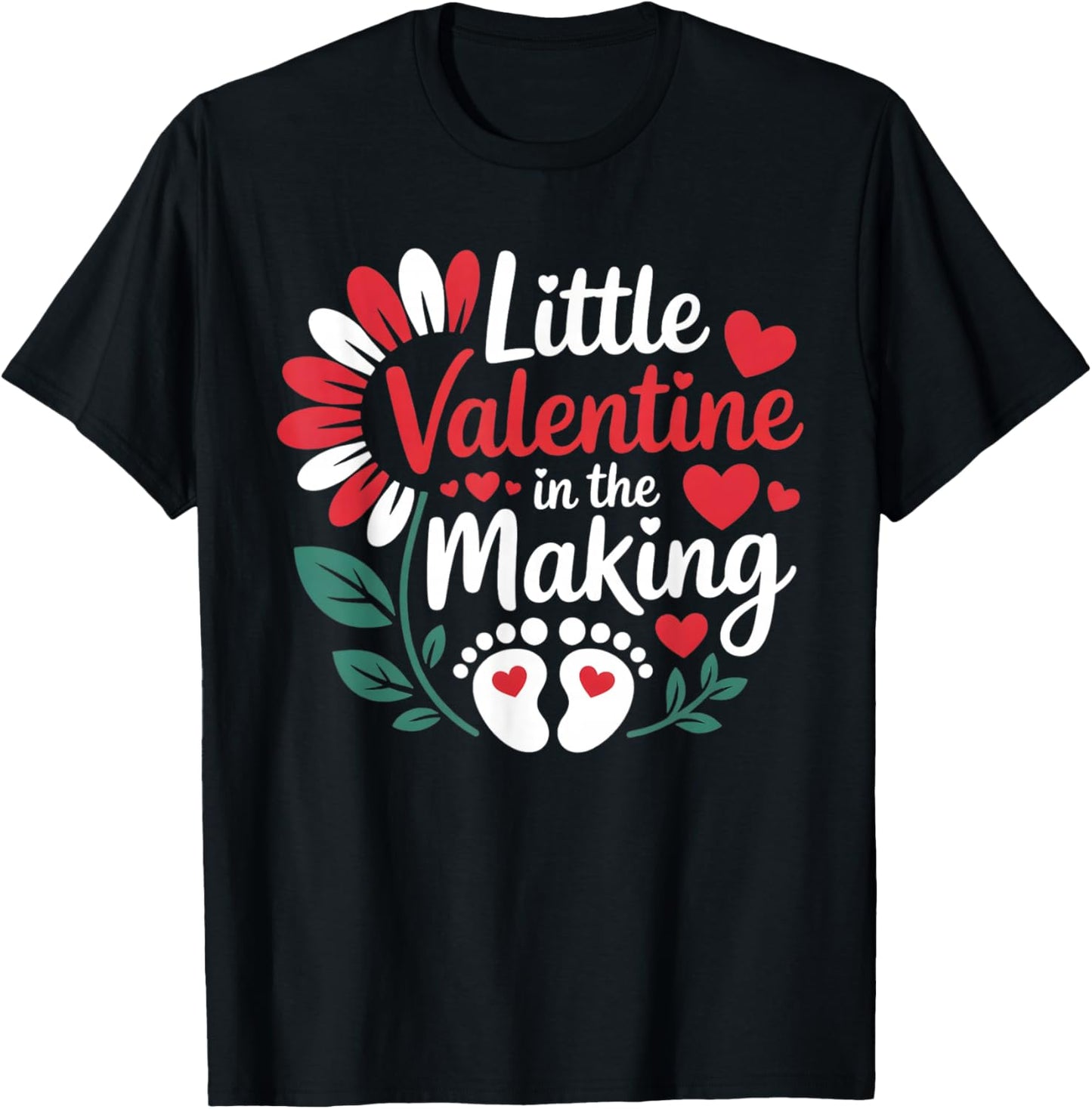 Cute Little Valentine in The Making Pregnancy Reveal T-Shirt - T-Shirt | Black