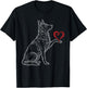 German Shepherd Lover Dog Art Holding Heart Valentines T-Shirt - T-Shirt | Black