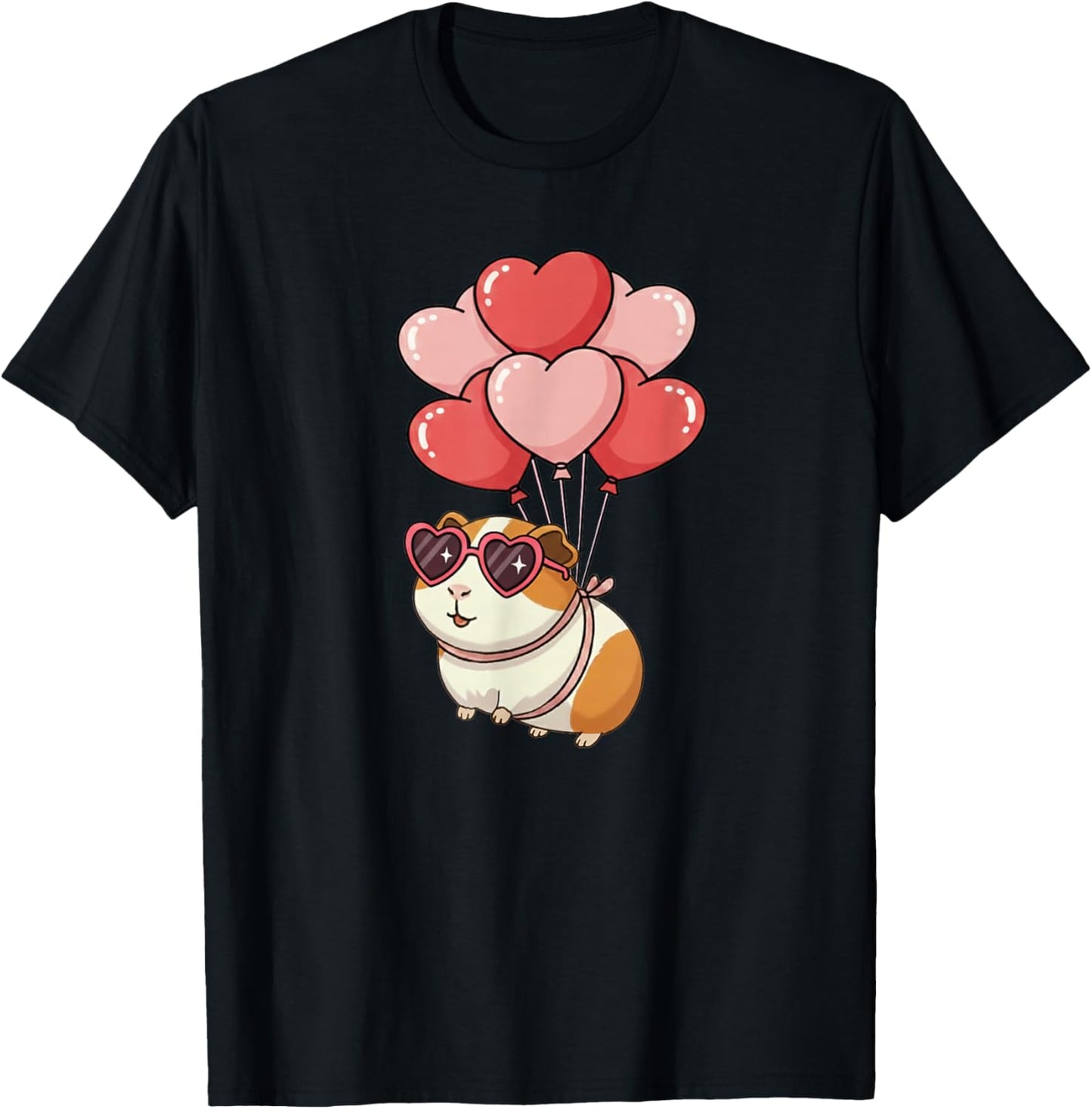 Cute Girls Kids Valentines Day Heart Guinea Pig Lover T-Shirt - T-Shirt | Black