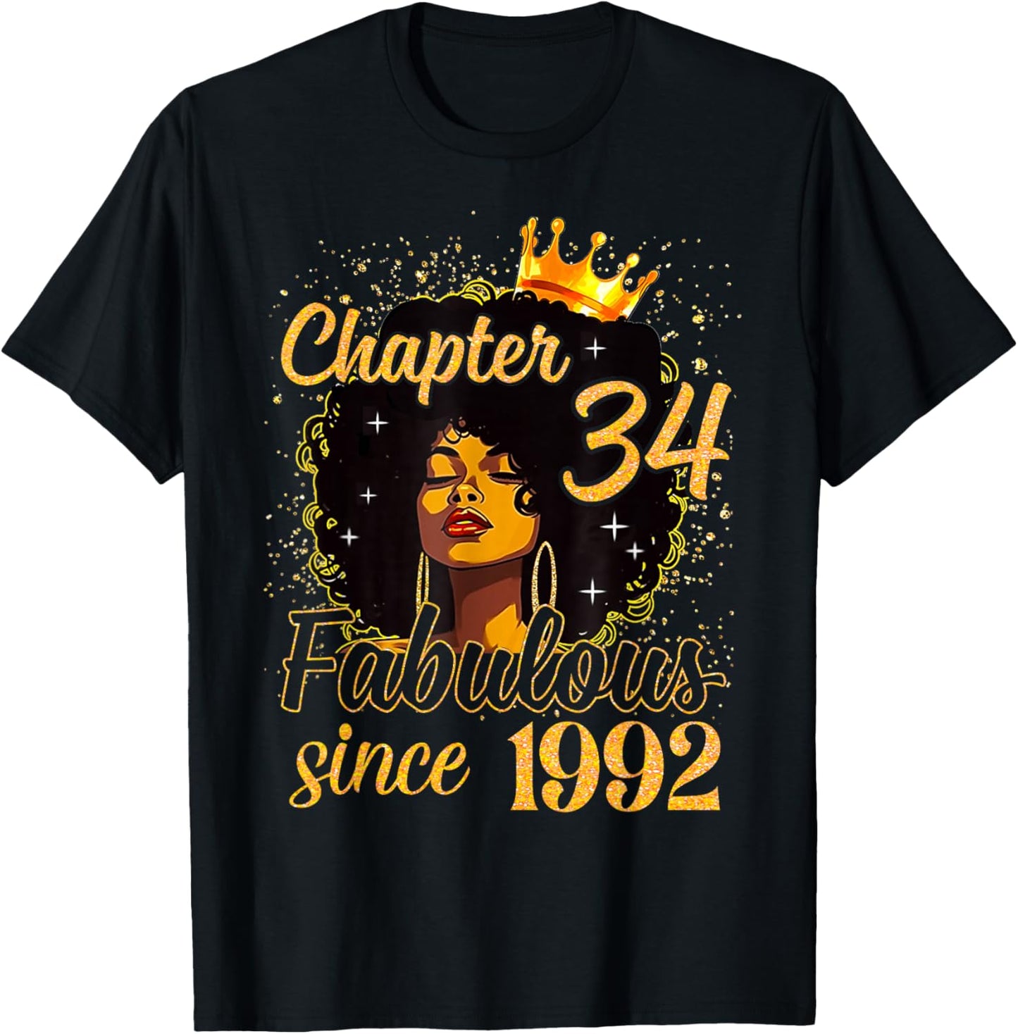 Chapter 34 Fabulous Since 1992 Birthday Melanin Women Girl T-Shirt - T-Shirt | Black