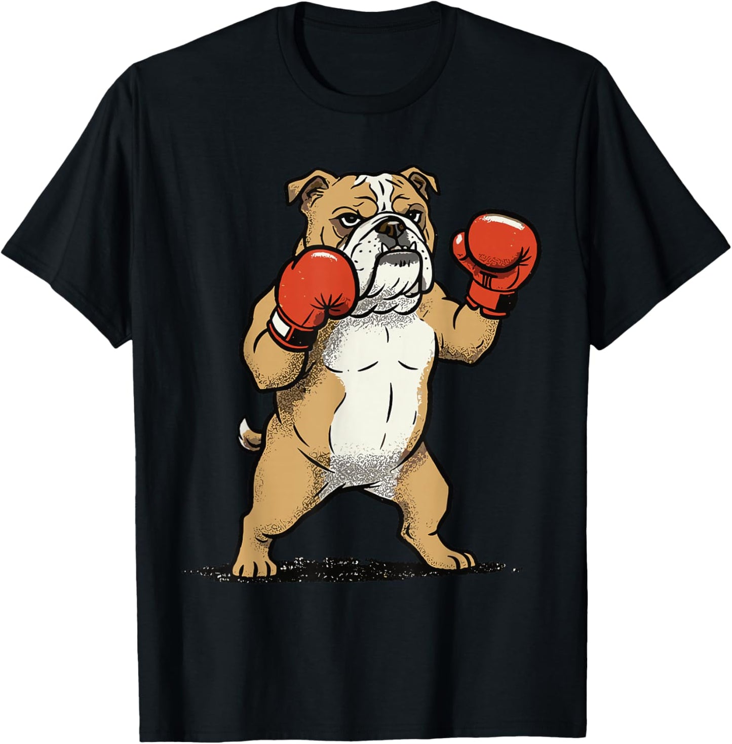 Boxing Bulldog Shirt Fighter Funny Animal Graphic Boxer Men T-Shirt - T-Shirt | Black