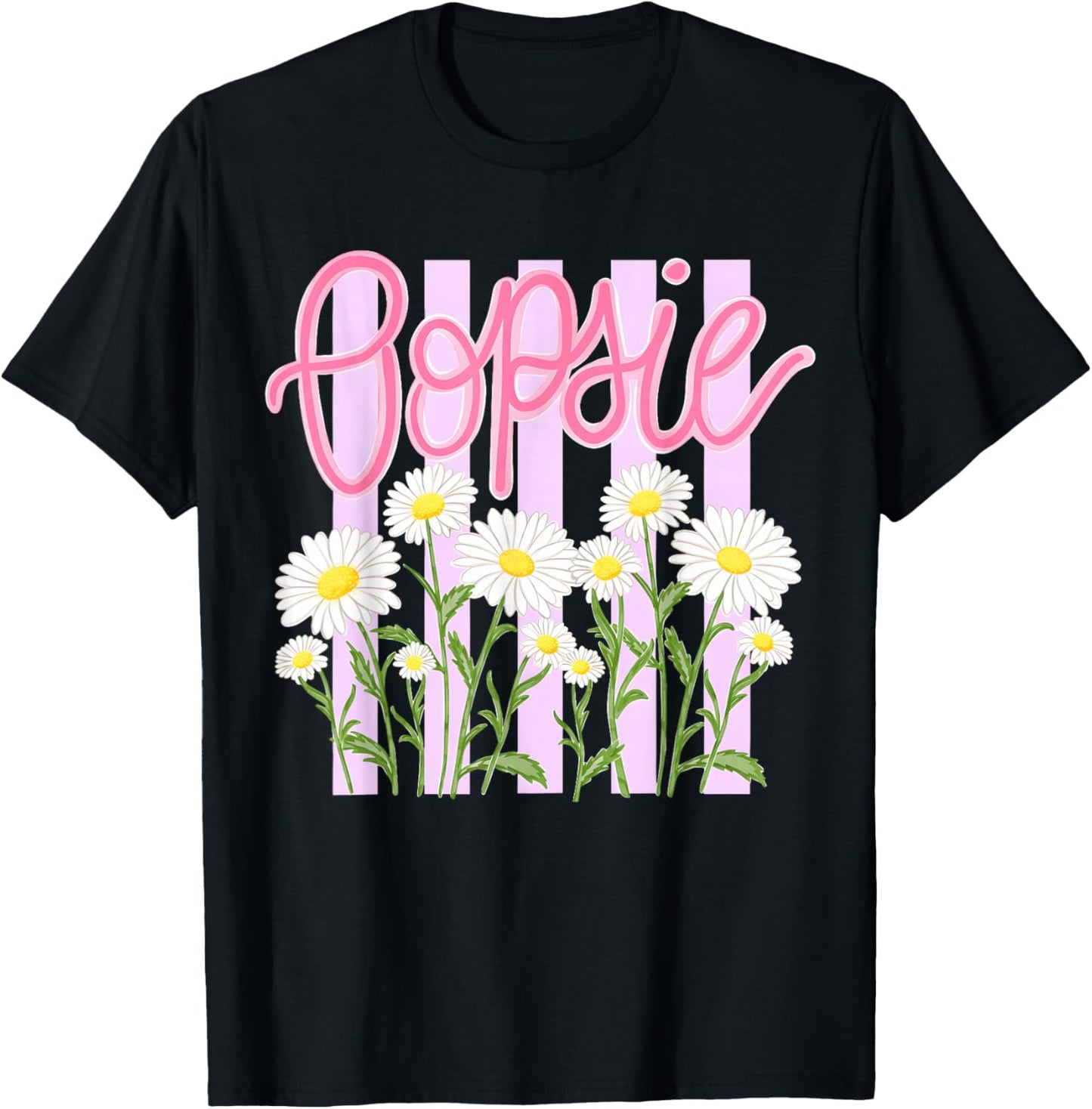 Oopsie Daisy Floral Summer Retro Striped Vintage Women T-Shirt - T-Shirt | Black
