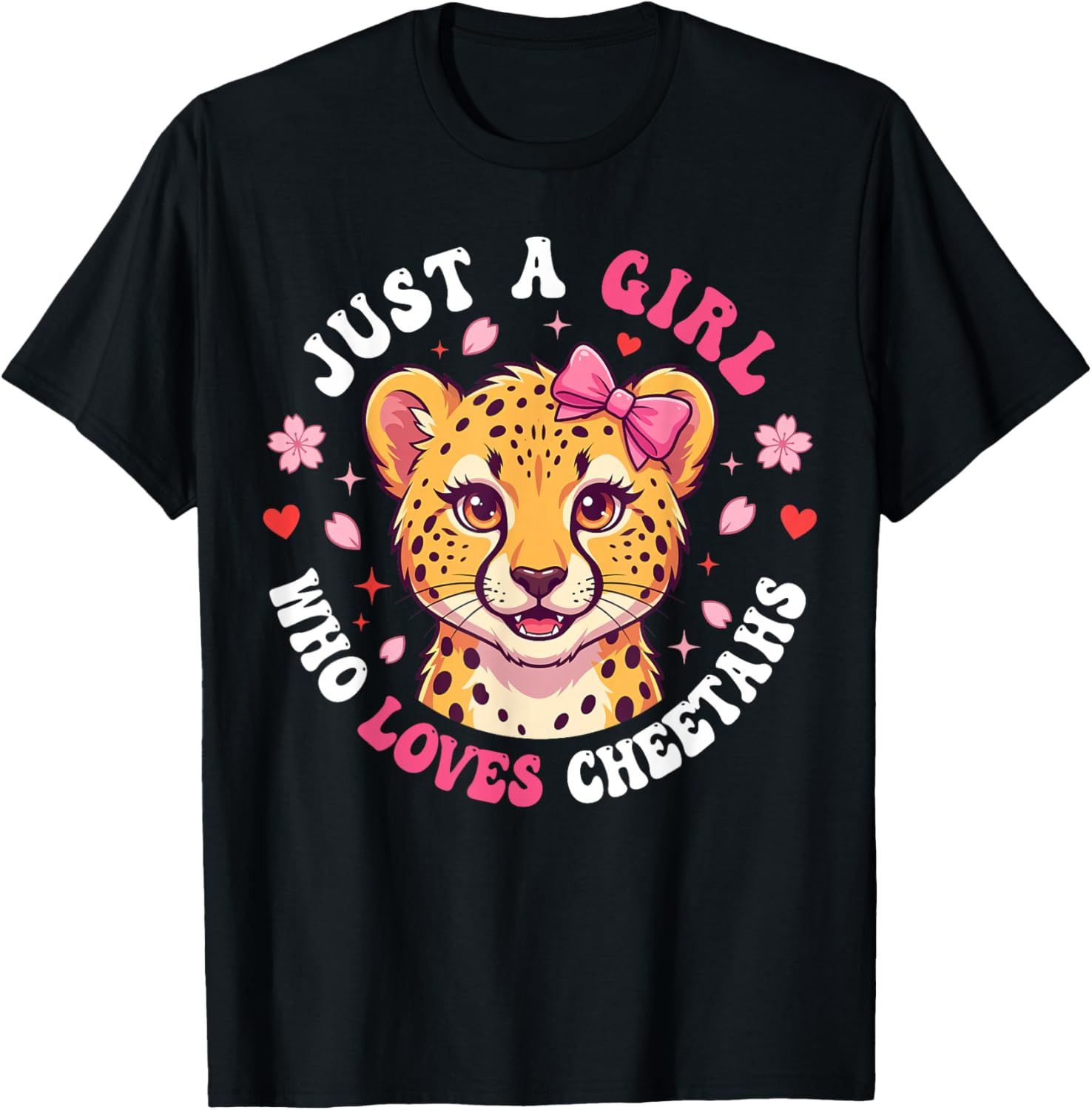 Cute Cheetah Girl Loves Safari Animal Graphic for Kids T-Shirt - T-Shirt | Black
