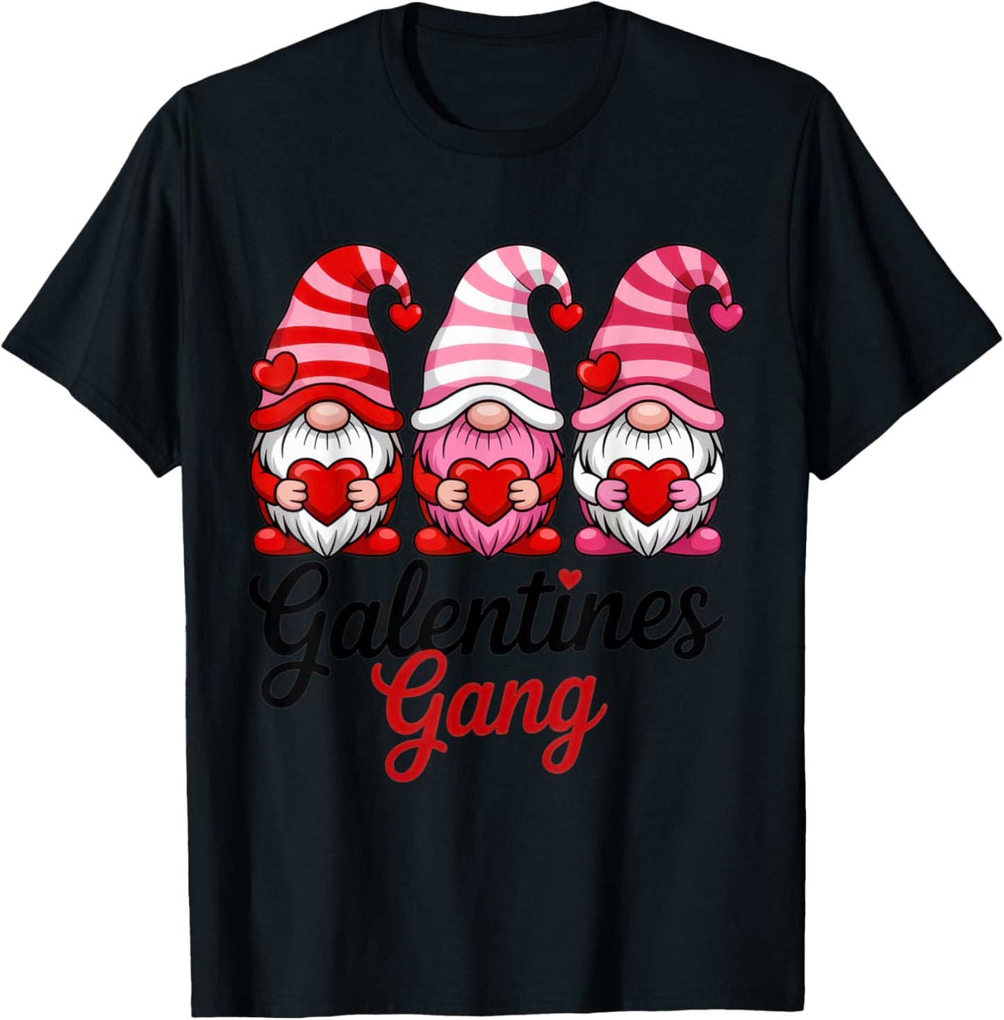 Galentines Gang Funny Valentine's Day Gnomes for Ladies T-Shirt - T-Shirt | Black