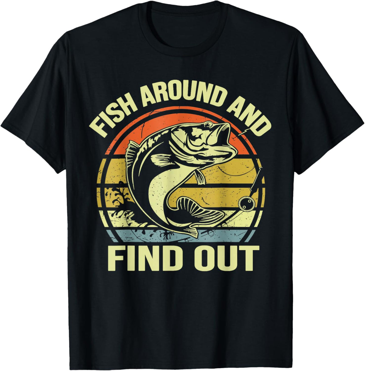 Vintage Fish Around and Find Out Funny Fishing Fisherman T-Shirt - T-Shirt | Black