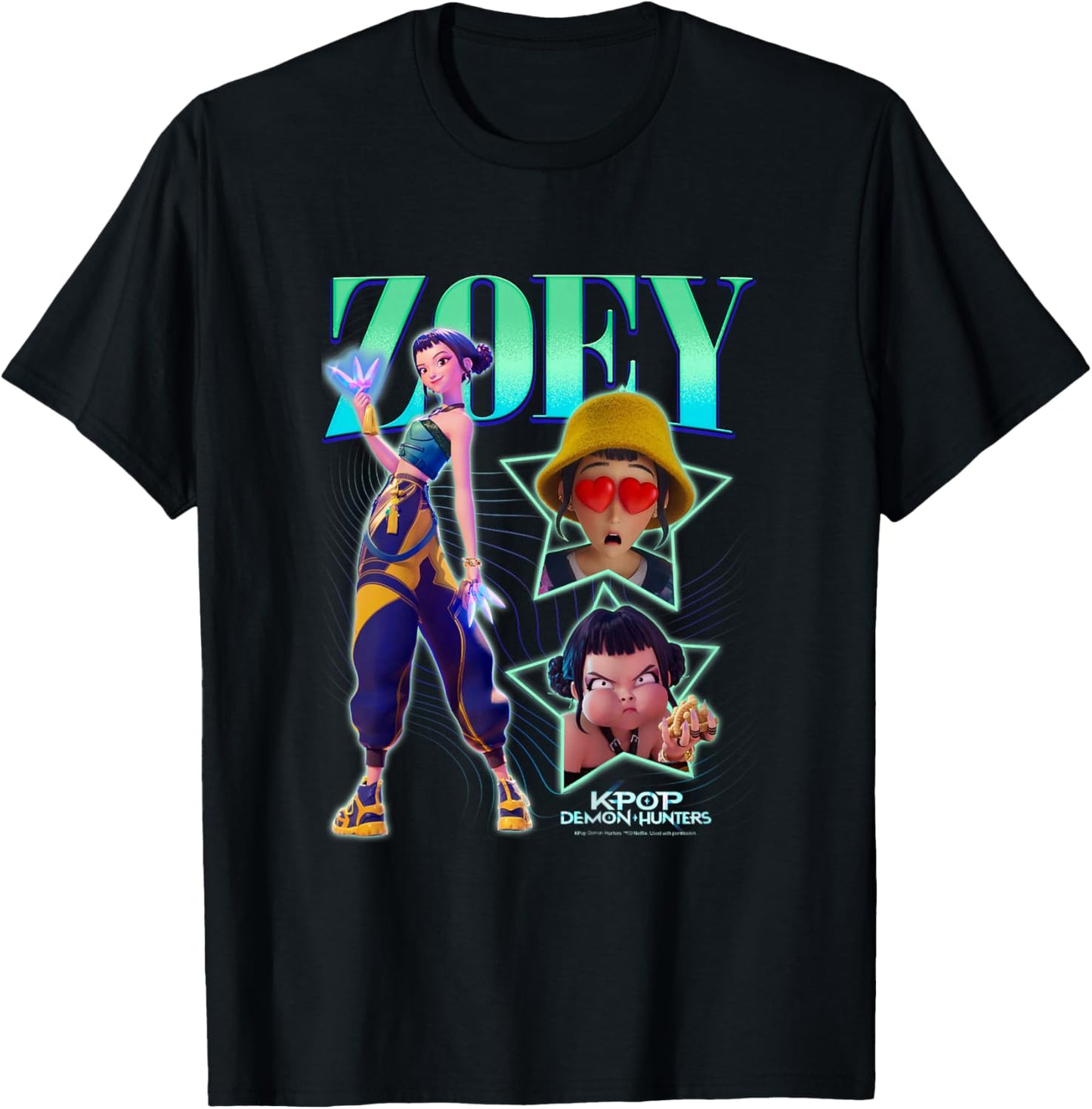 Kpop Demon Hunters Halloween Zoey Showcase Y2K Style Poster T-Shirt - T-Shirt | Black
