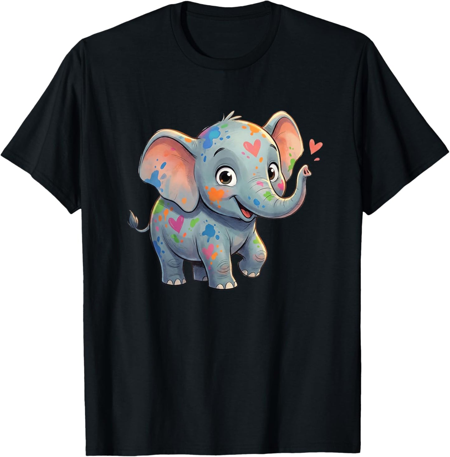 Cute Love Elephant for Kids Valentines Day T-Shirt - T-Shirt | Black