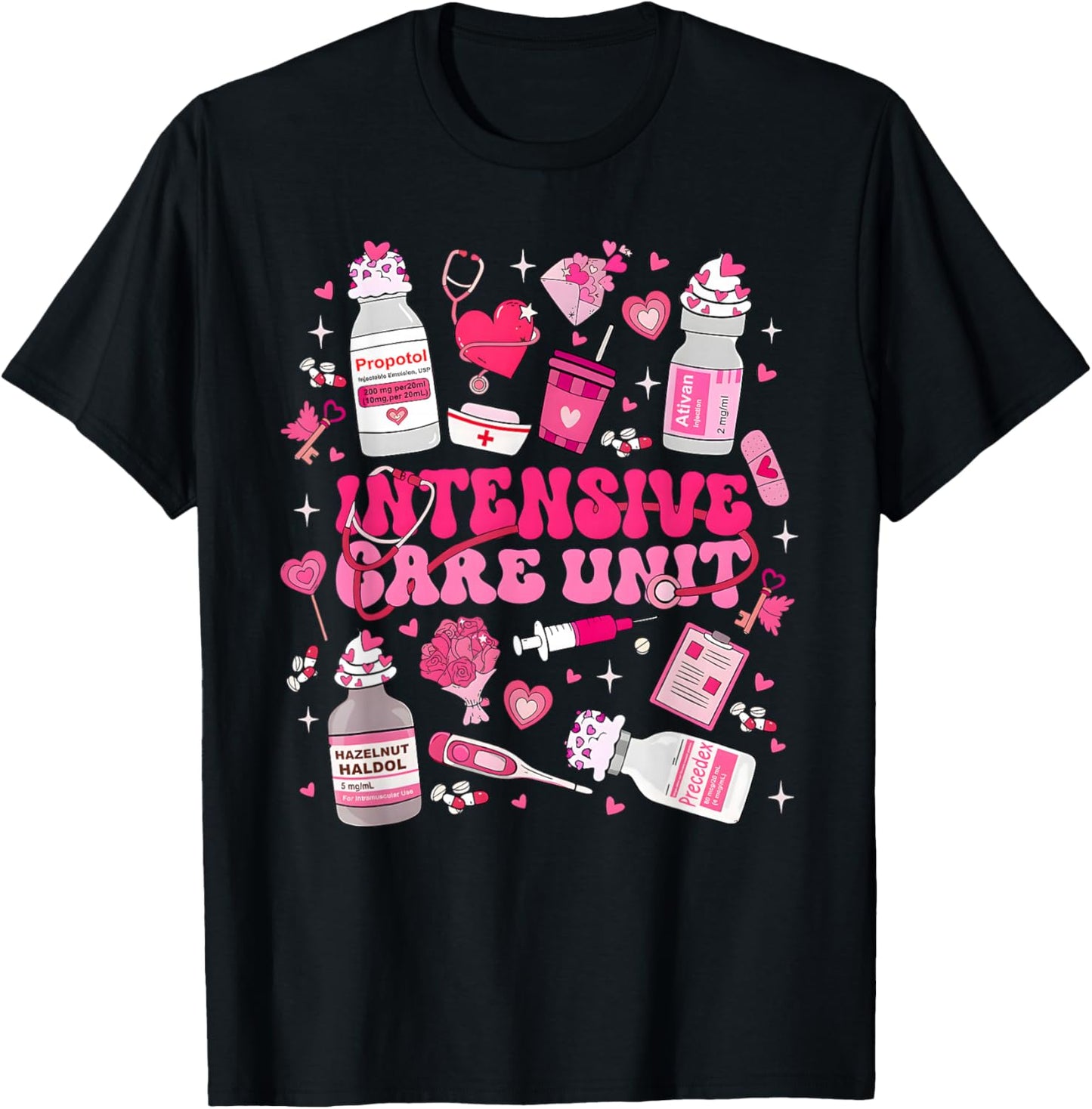 ICU Nurse Valentine Intensive Care Unit Micu Cvicu Sicu Ccu T-Shirt - T-Shirt | Black