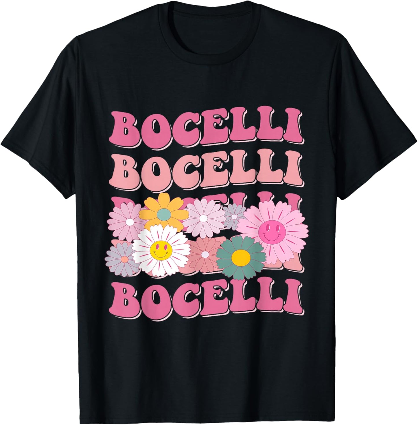 Girl Retro Bocelli First Name Personalized Groovy 80's T-Shirt - T-Shirt | Black