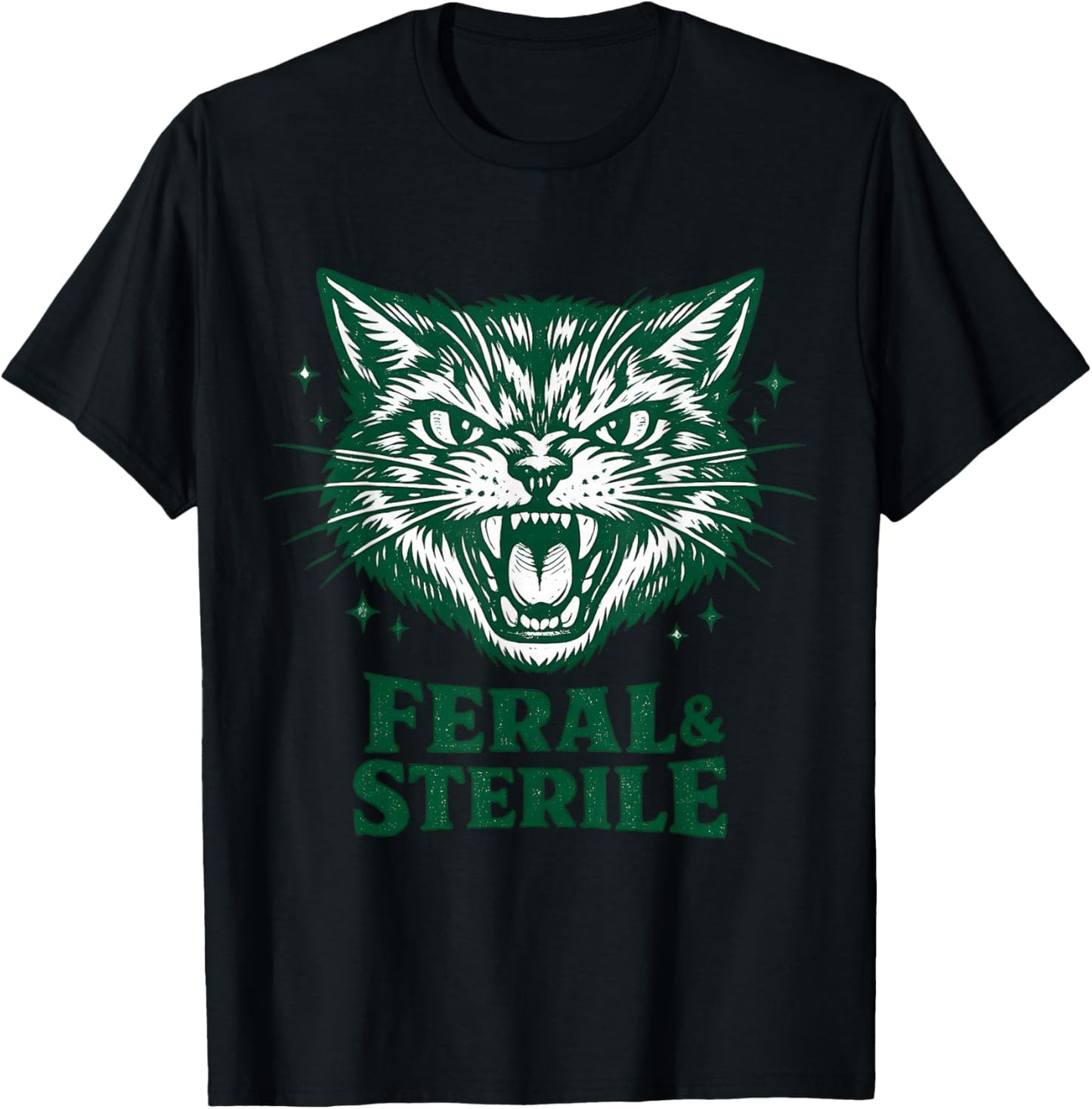 Feral & Sterile Retro Cat TNR Mom Funny Women Cat Lover T-Shirt - T-Shirt | Black