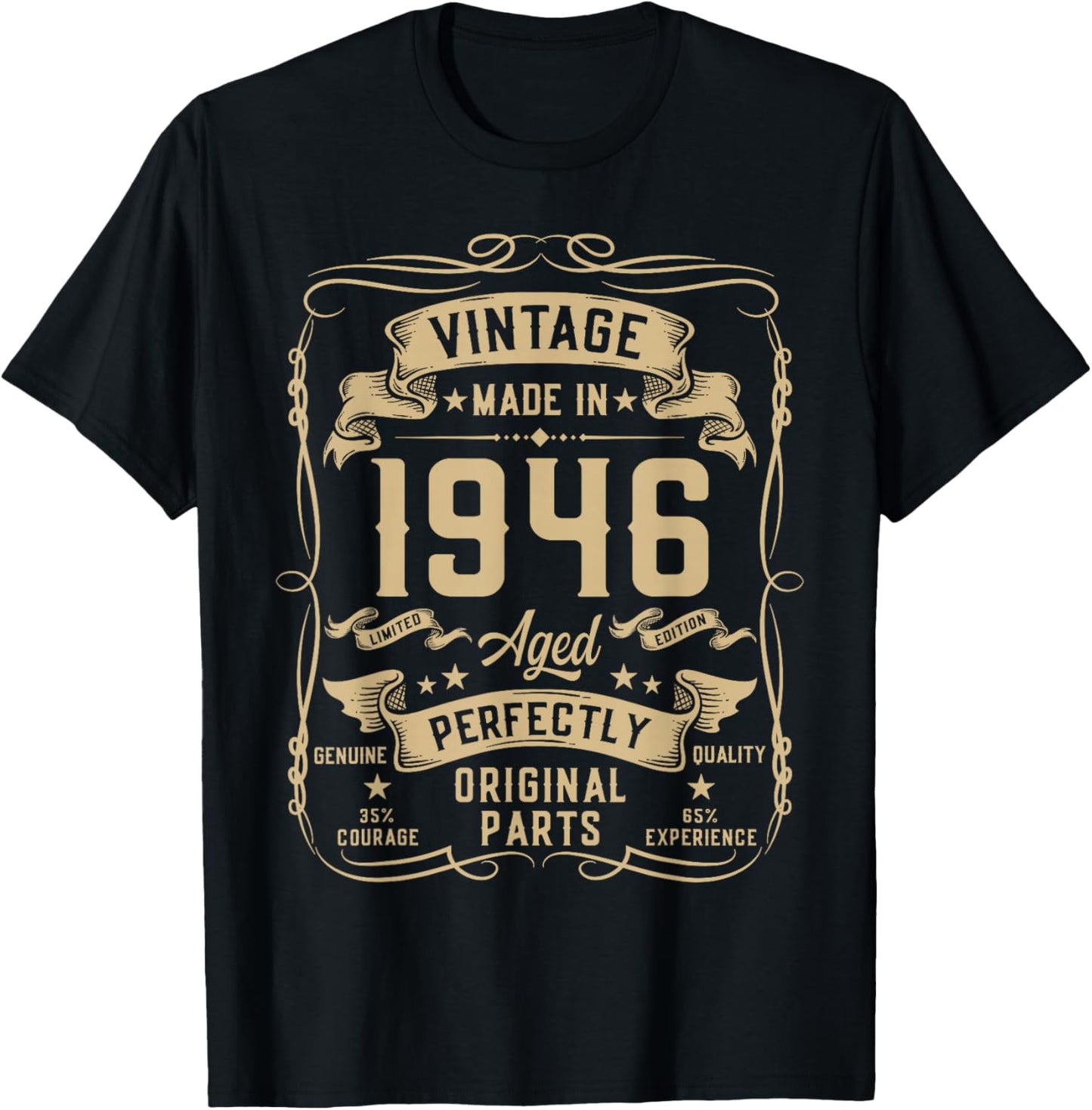 Vintage 1946 80yr 80th Birthday Gifts 80 Years Old T-Shirt - T-Shirt | Black