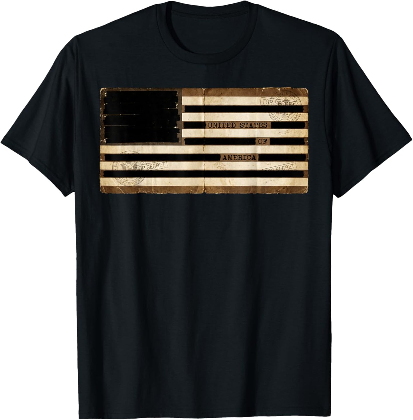 Censored Documents American Flag | United States of America T-Shirt - T-Shirt | Black