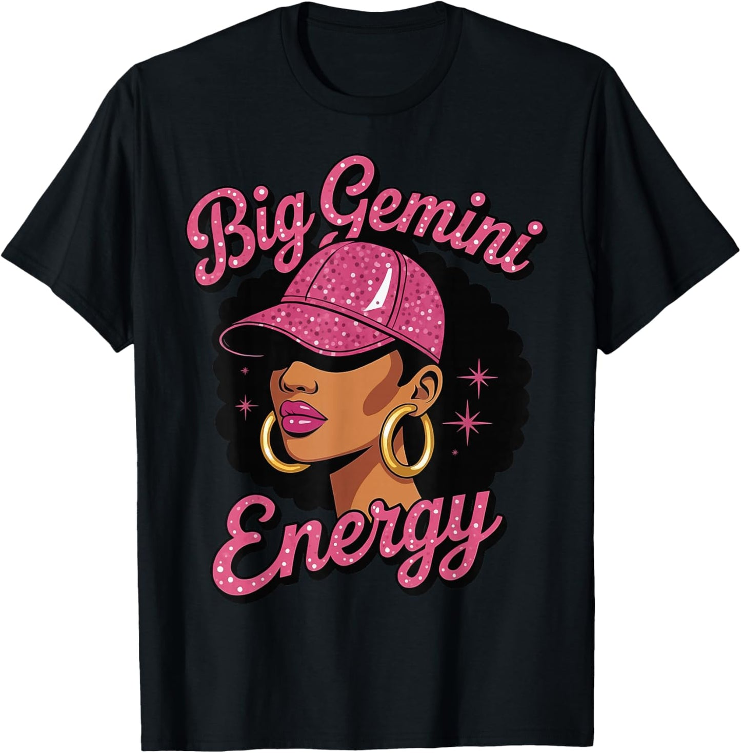 Big Gemini Energy Black Girl T-Shirt - T-Shirt | Black