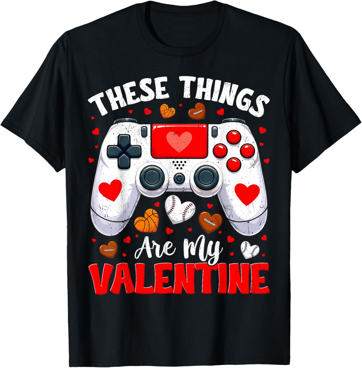 These Thing are My Valentine Gaming Sports Outfit Boy Kid T-Shirt - T-Shirt | Black