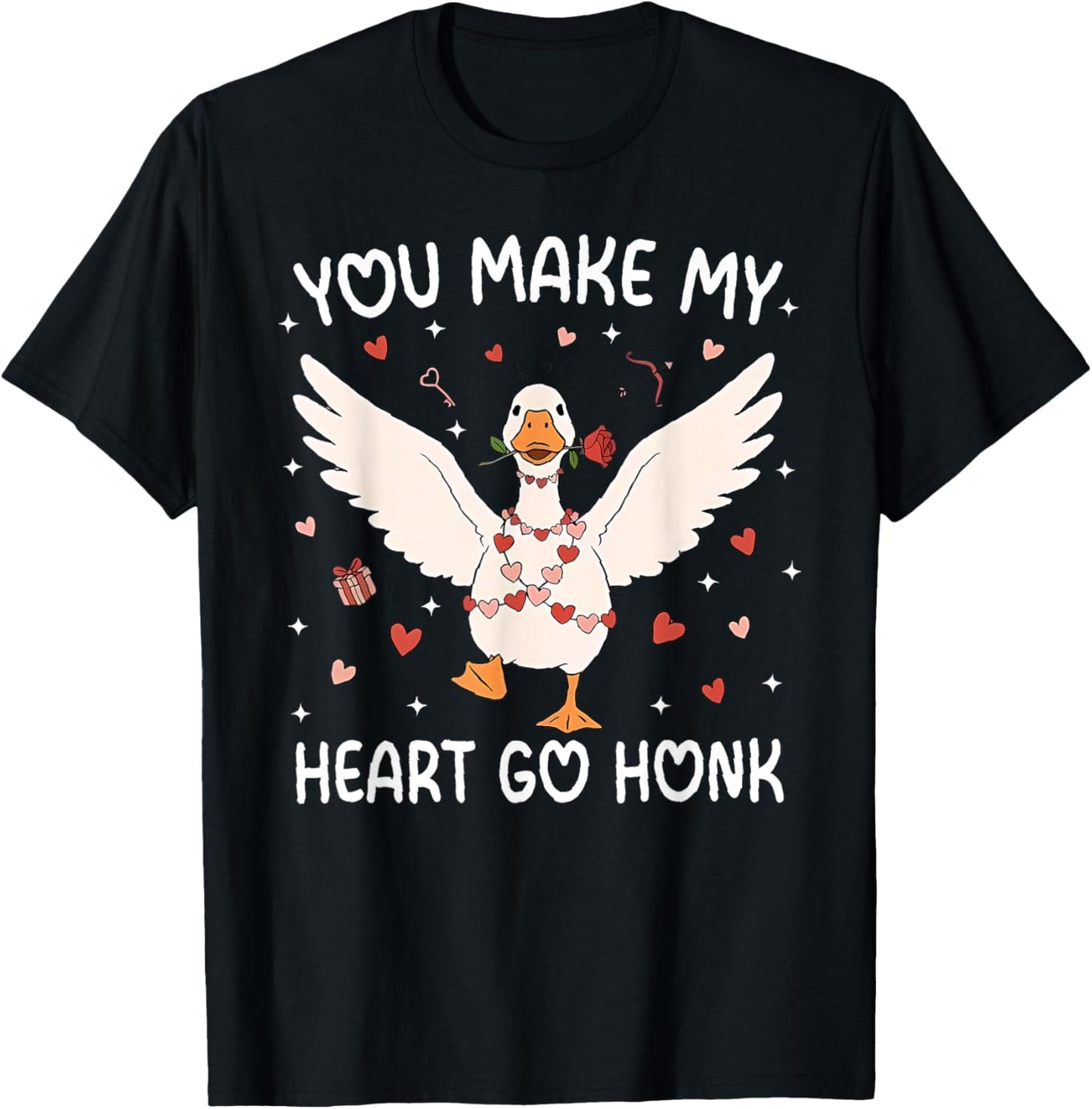 You Make My Heart Go Honk Valentine Goose T-Shirt - T-Shirt | Black