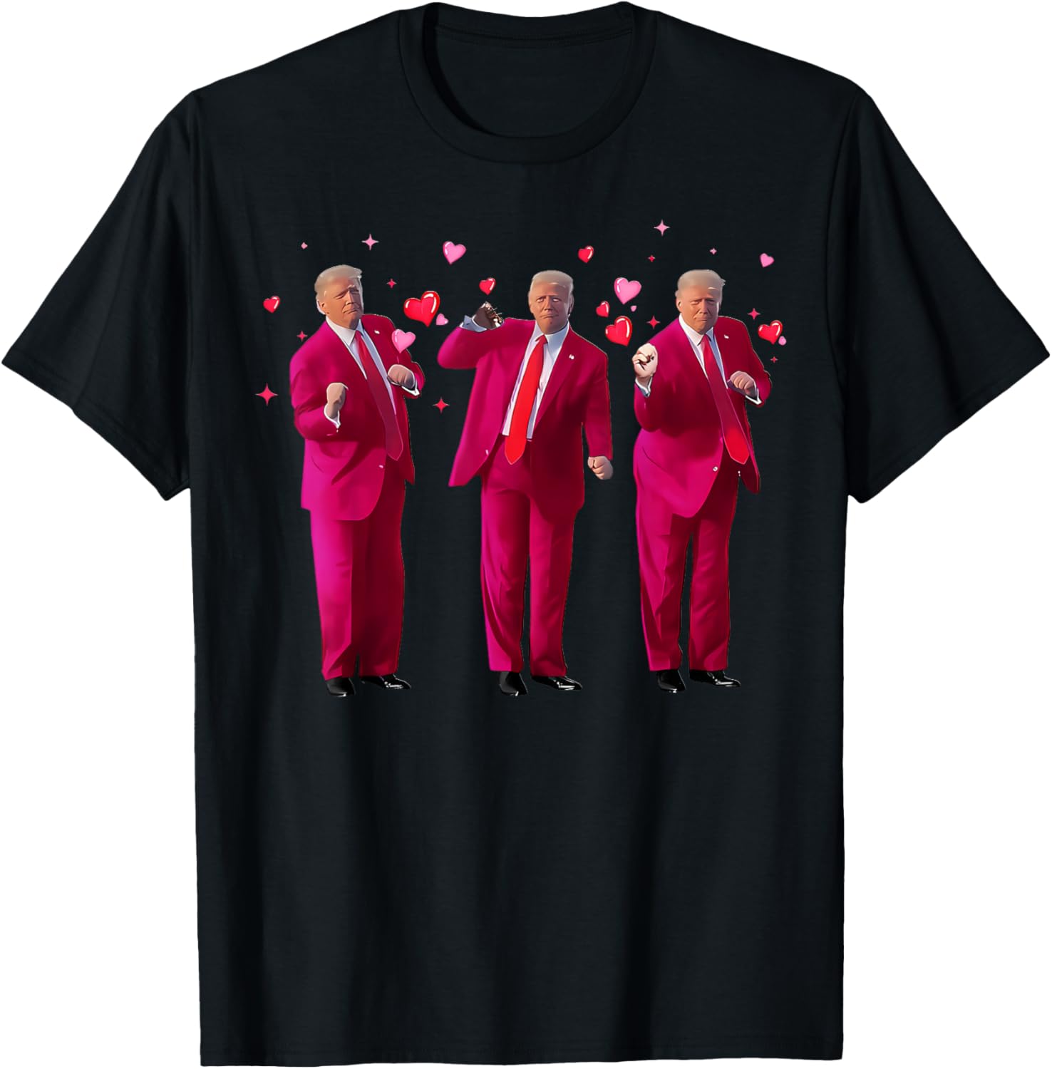 Funny President Trump Dancing Donald Trump Heart Valentine T-Shirt - T-Shirt | Black
