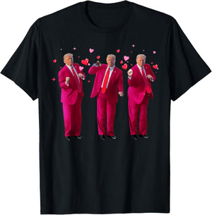 Funny President Trump Dancing Donald Trump Heart Valentine T-Shirt - T-Shirt | Black