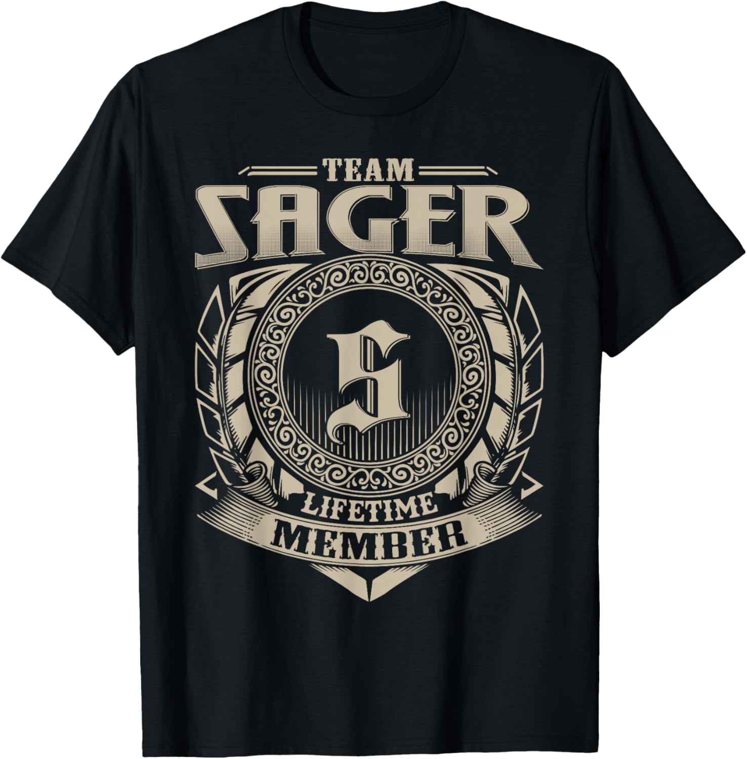 Team Sager Lifetime Member Funny Sager Family Name Vintage T-Shirt - T-Shirt | Black