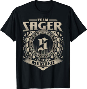 Team Sager Lifetime Member Funny Sager Family Name Vintage T-Shirt - T-Shirt | Black