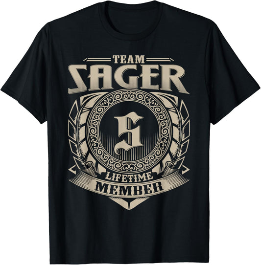 Team Sager Lifetime Member Funny Sager Family Name Vintage T-Shirt - T-Shirt | Black