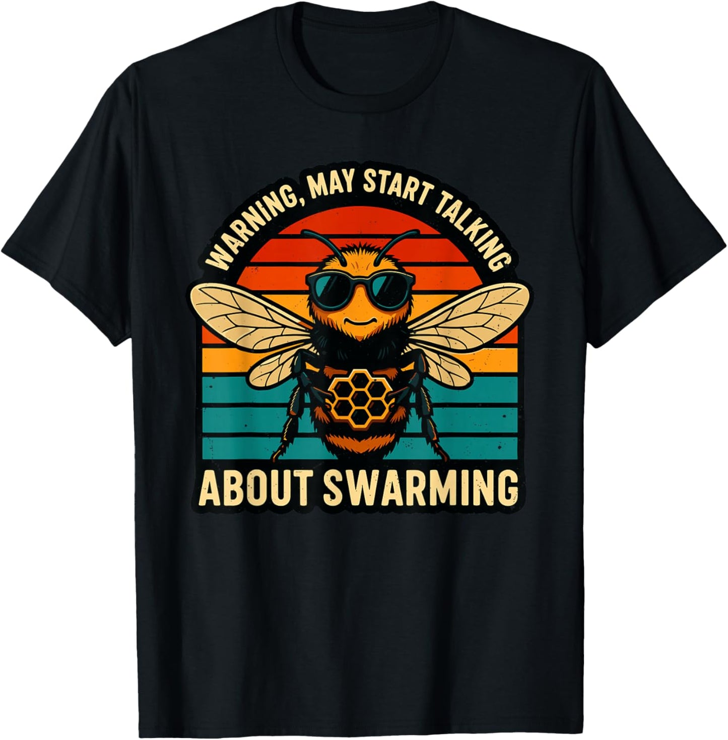 Warning May Start Talking About Swarming Retro T-Shirt - T-Shirt | Black