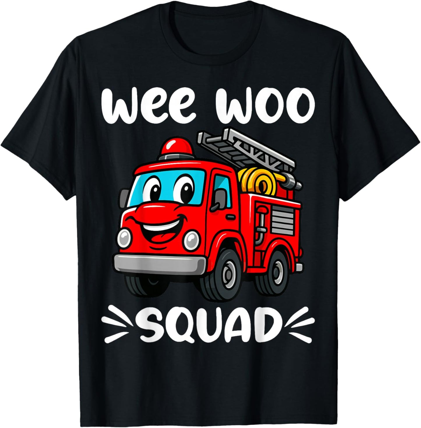 Wee Woo Squad Firefighter Funny Kids Men Women Truck Design T-Shirt - T-Shirt | Black