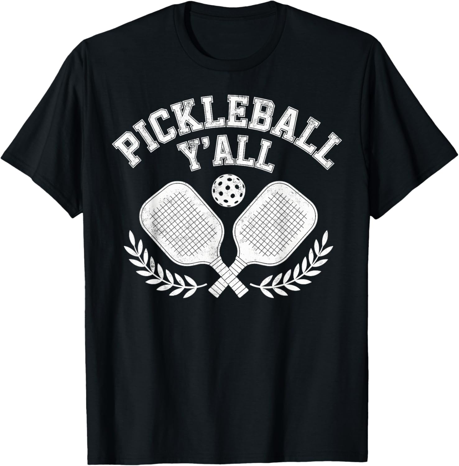 Vintage Pickleball Y'all Player Pickleball Joke Squad Court T-Shirt - T-Shirt | Black