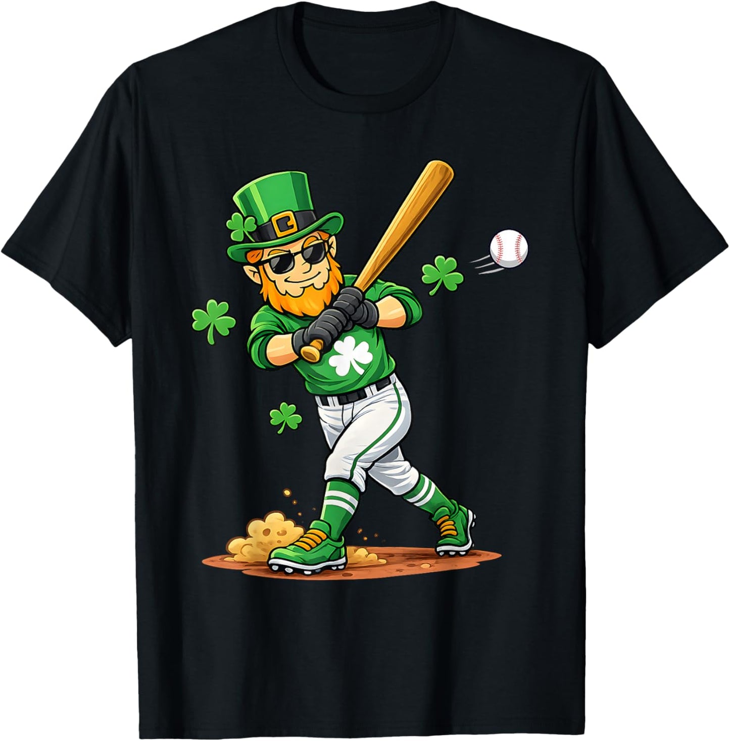 Leprechaun Playing Baseball St Patricks Day Sports Kids Boys T-Shirt - T-Shirt | Black