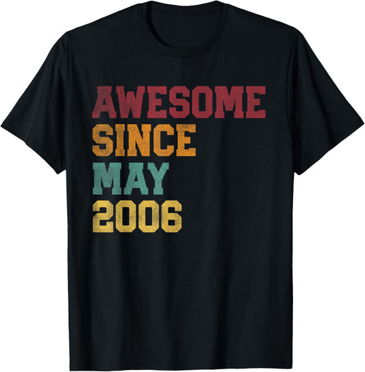 Awesome Since May 2006 20th Birthday 20 Years Old - Retro T-Shirt - T-Shirt | Black